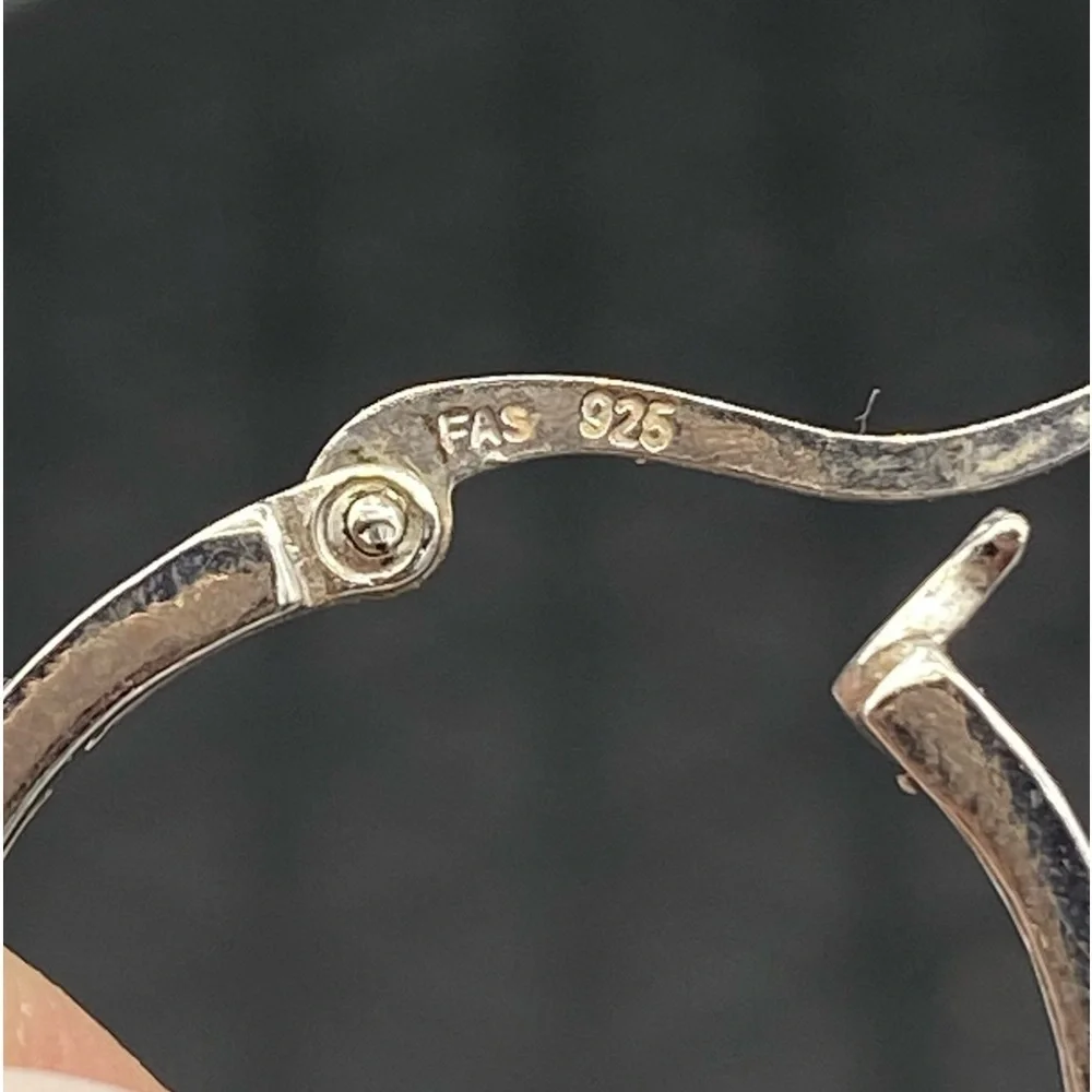 STERLING silver cubic zirconia pierced hoop earrings - Picture 7 of 7